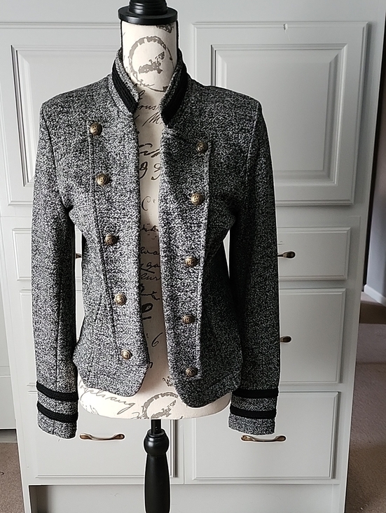 Tommy Hilfiger Jackets & Blazers - Tommy Hilfiger Women's Black & White Military-Style Knit Jacket